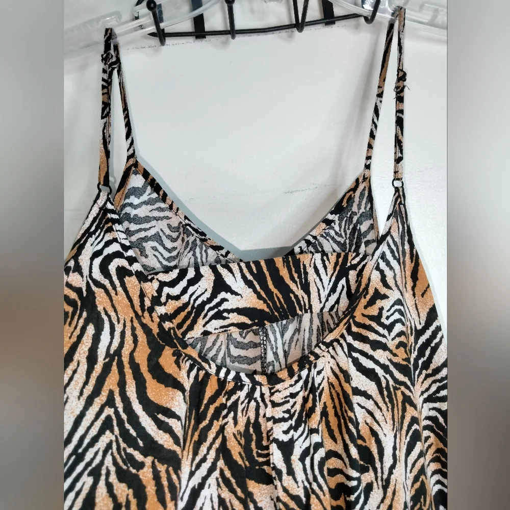 Pink Stitch (Size 6) Multicolor Animal Print Cutout Back Hi-Lo Hem Maxi Dress